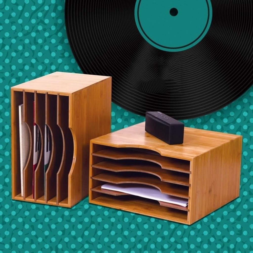 Amazon｜Fiegcit クラブビニールレコード収納ボックス、コーヒー